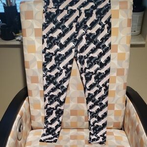 LuLaRoe Double Dachshund Print Leggings Black/Grey/Pink Size OSFM
